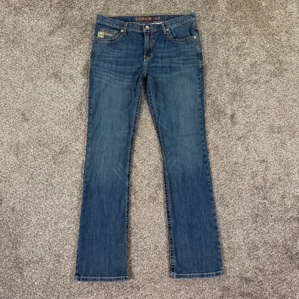 Cinch Ian Slim Fit Bootcut Jeans Medium Wash Mens 34x34 Western Work MB57136001